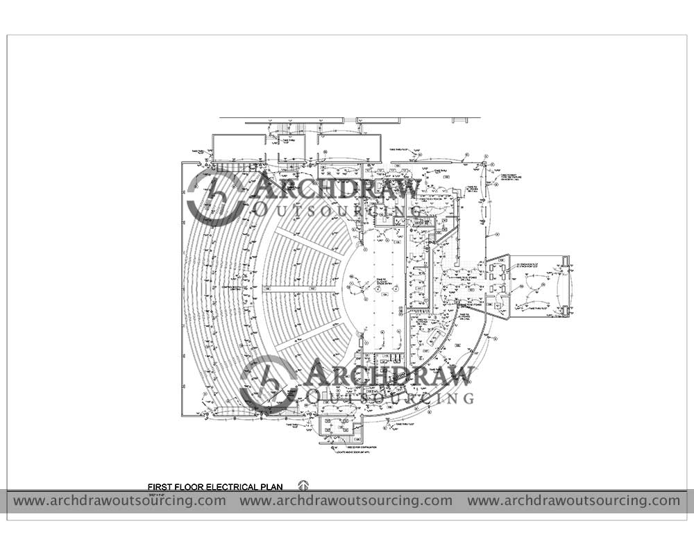 Auditoriam Electrical Floor Plan Drawing US
