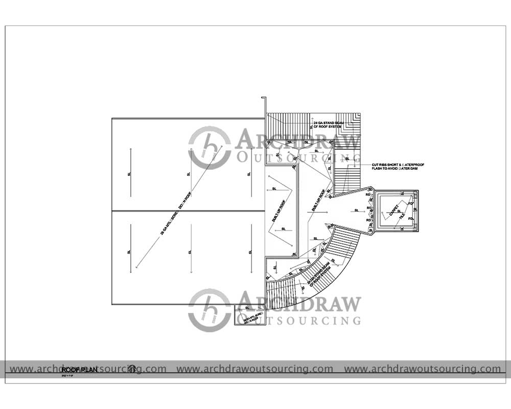 Auditoriam Roof Plan Drawing US
