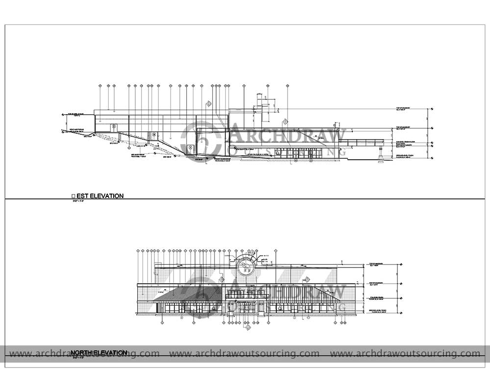 Auditoriam West North Elevation Plan Drawing US