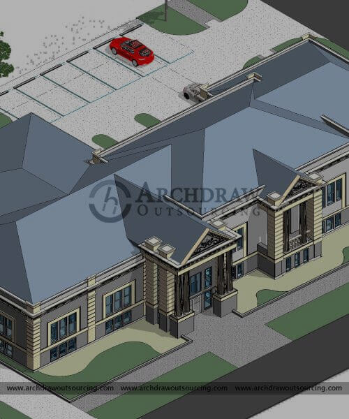 Library Architectural Revit 3D Modeling