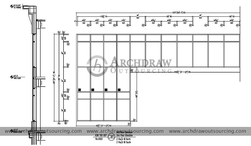 Glazing Shop Drawing Project 2 3 Floor Elevation Dubai