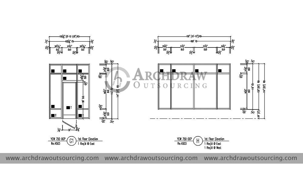 Glazing Shop Drawing Project 2 3 Floor Elevation Qatar