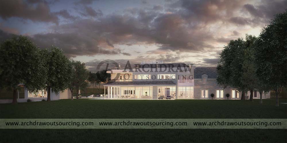 Resort Club Exterior 3D Rendering Oman