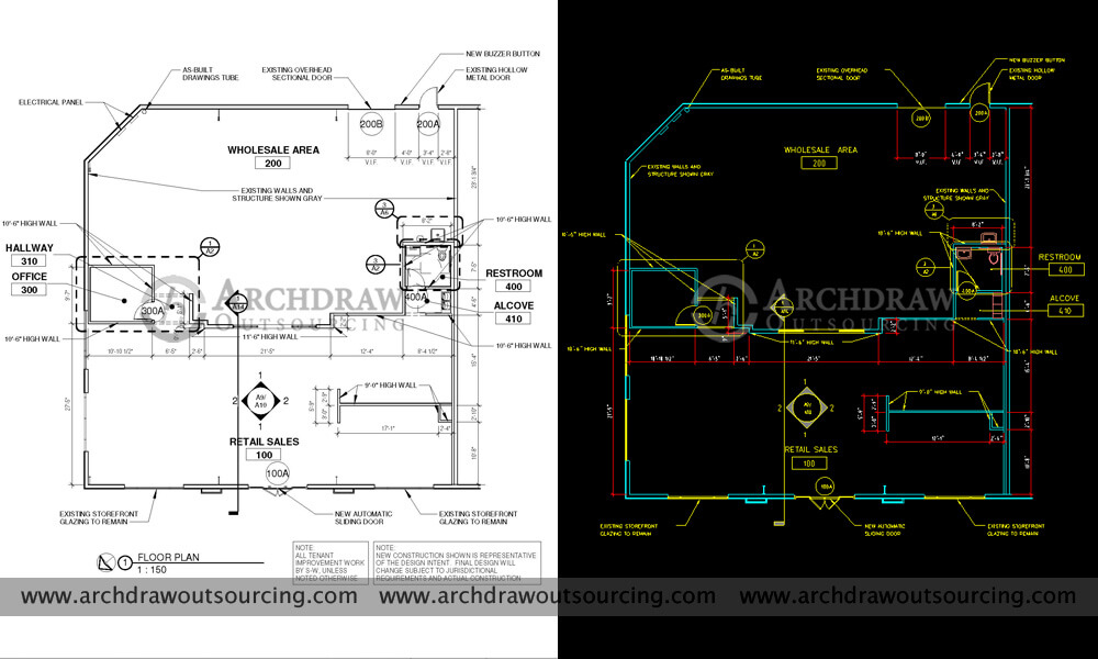 PDF to DWG for Retail Store in Texas