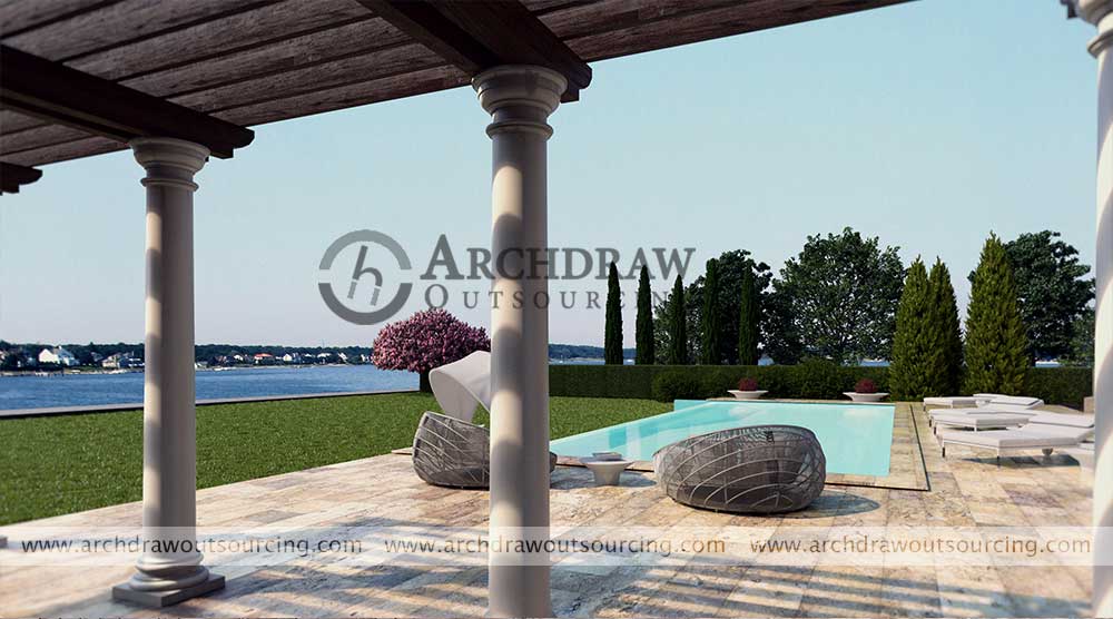 Villa Exterior 3D Rendering Pennsylvania US