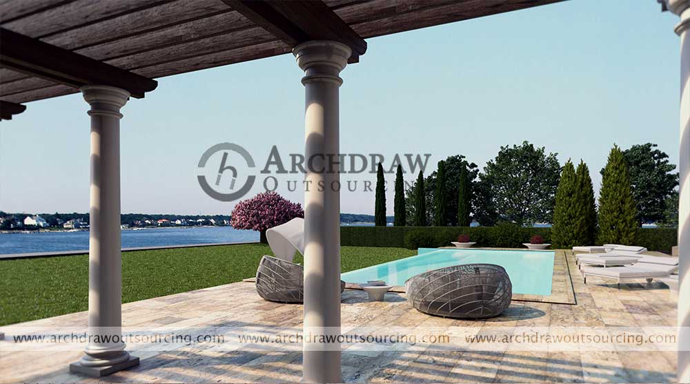 Villa Exterior 3D Rendering Pennsylvania US